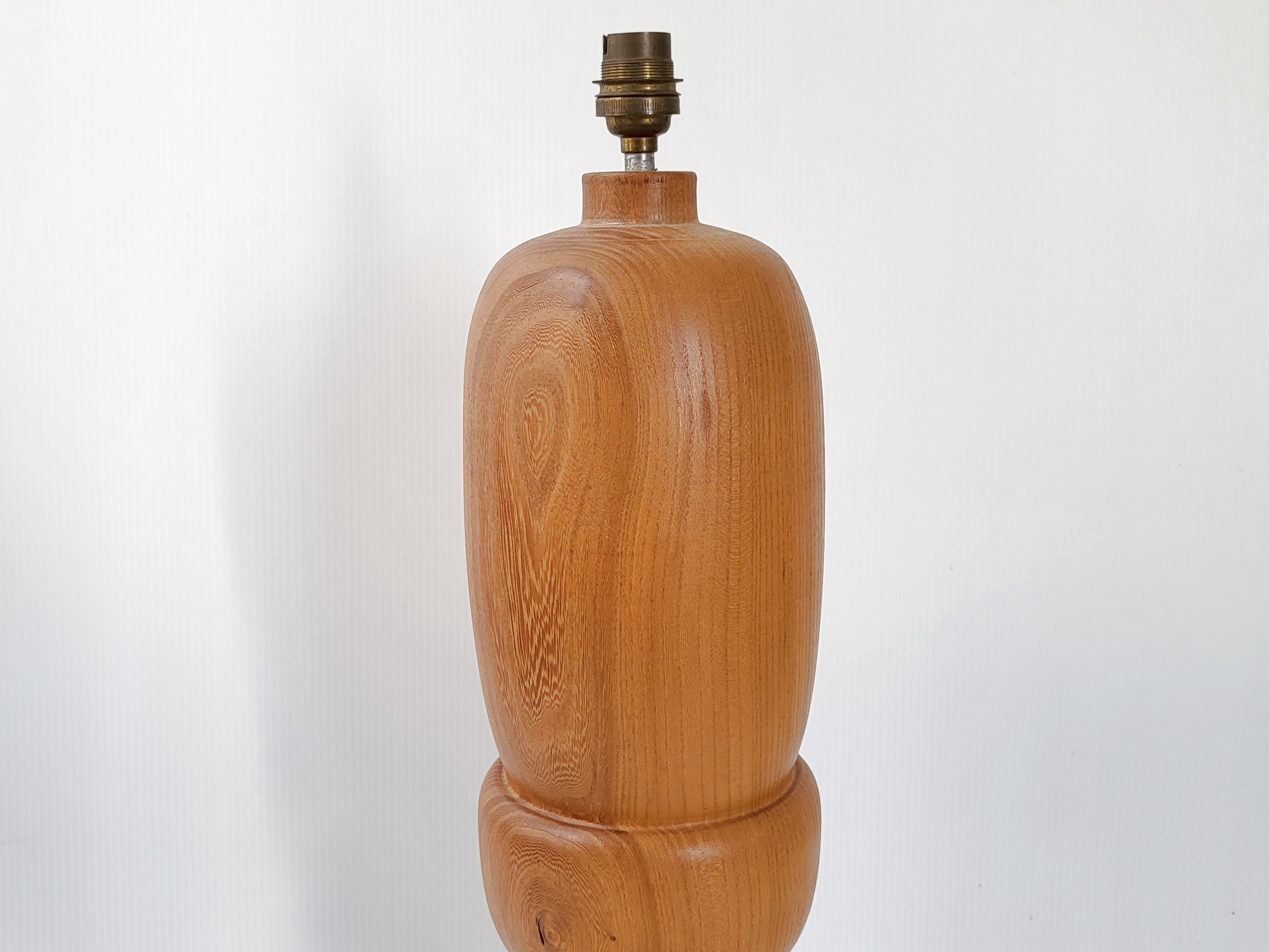 Wooden lamp foot turned vintage 1970