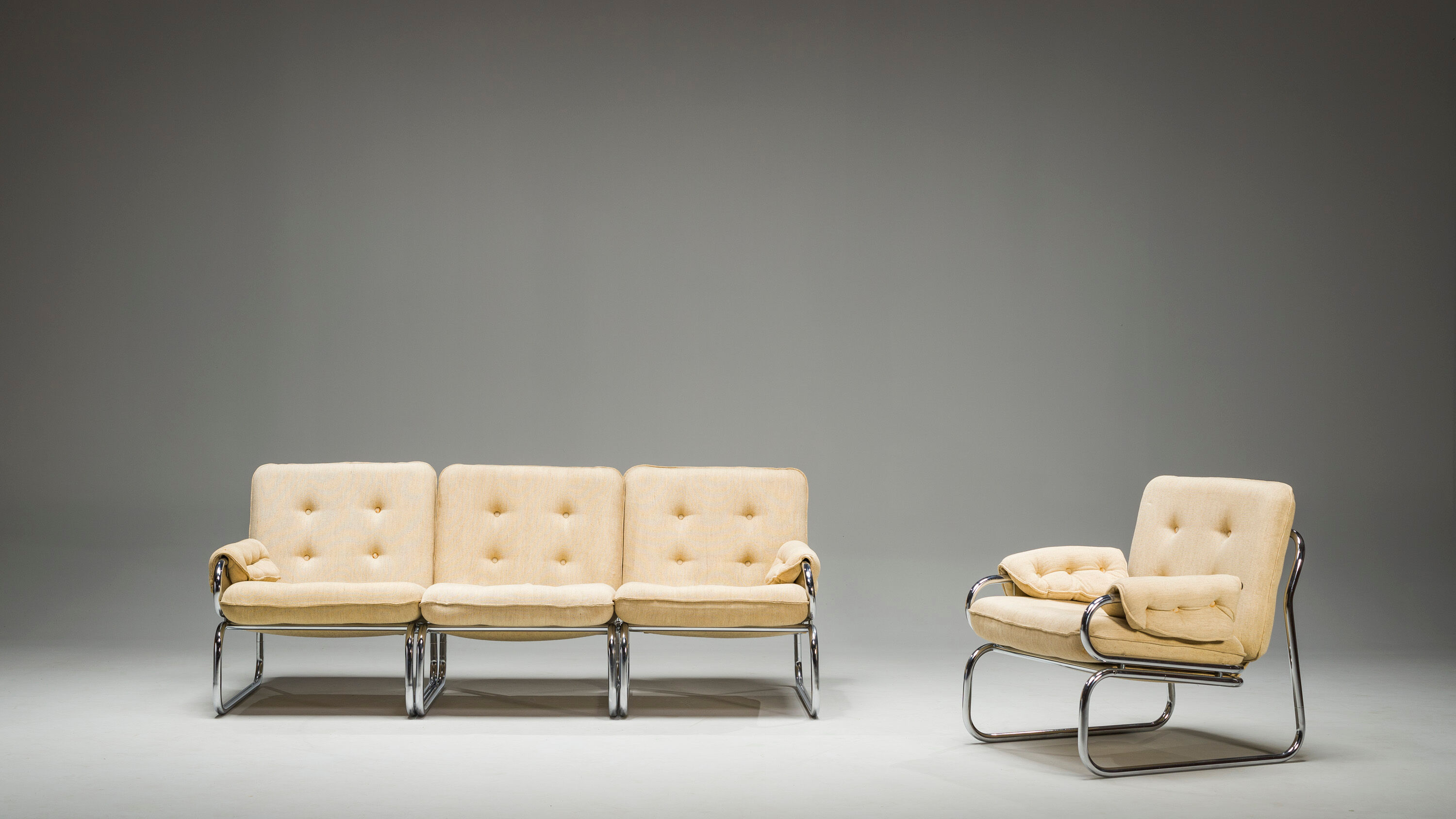 Three-Seater Borkum Sofa and Armchairs by Johan Bertil Häggström for Ikea, 1970s, Set of 2