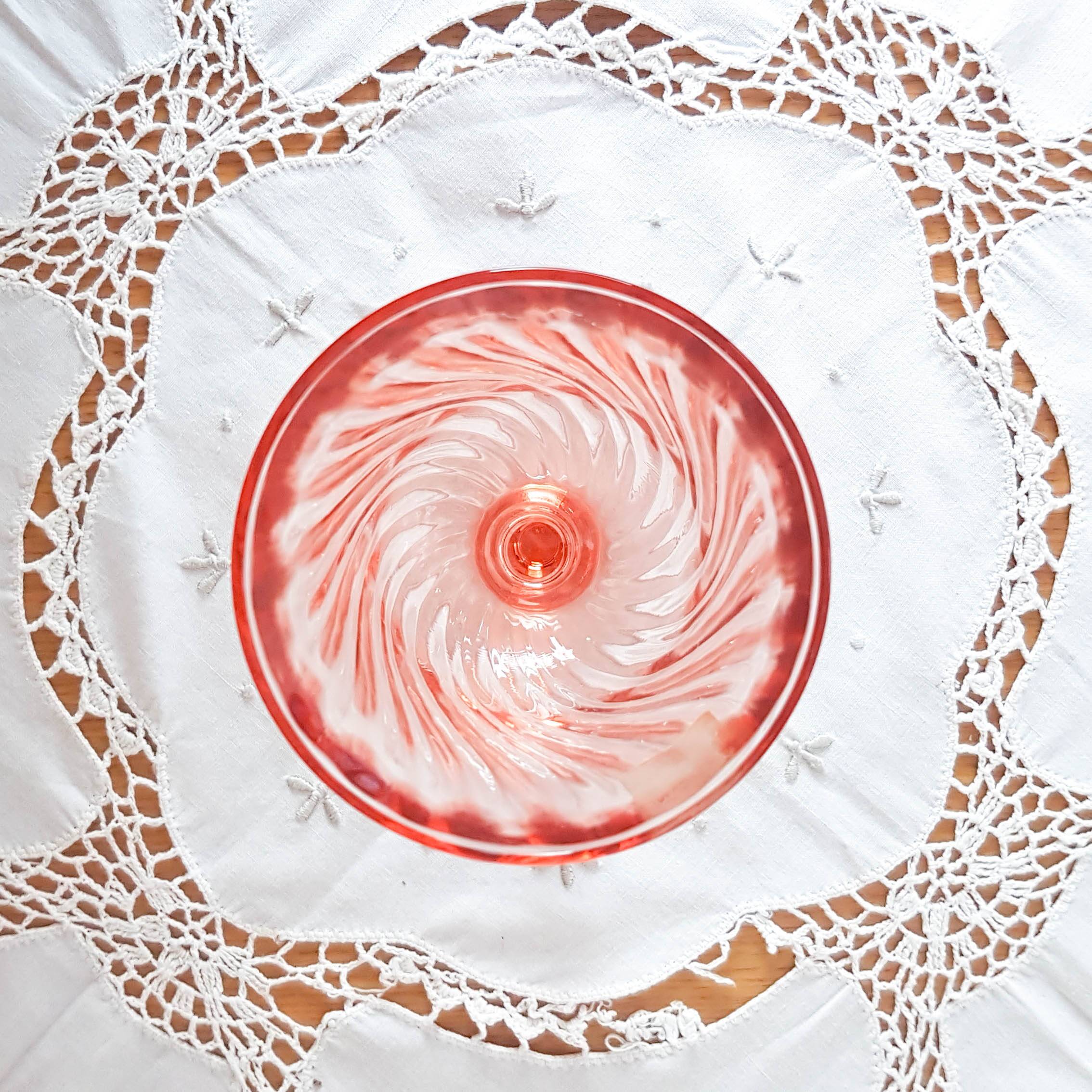 6 vintage white wine glasses in pink Rosaline Arcoroc Luminarc glass 10 cl