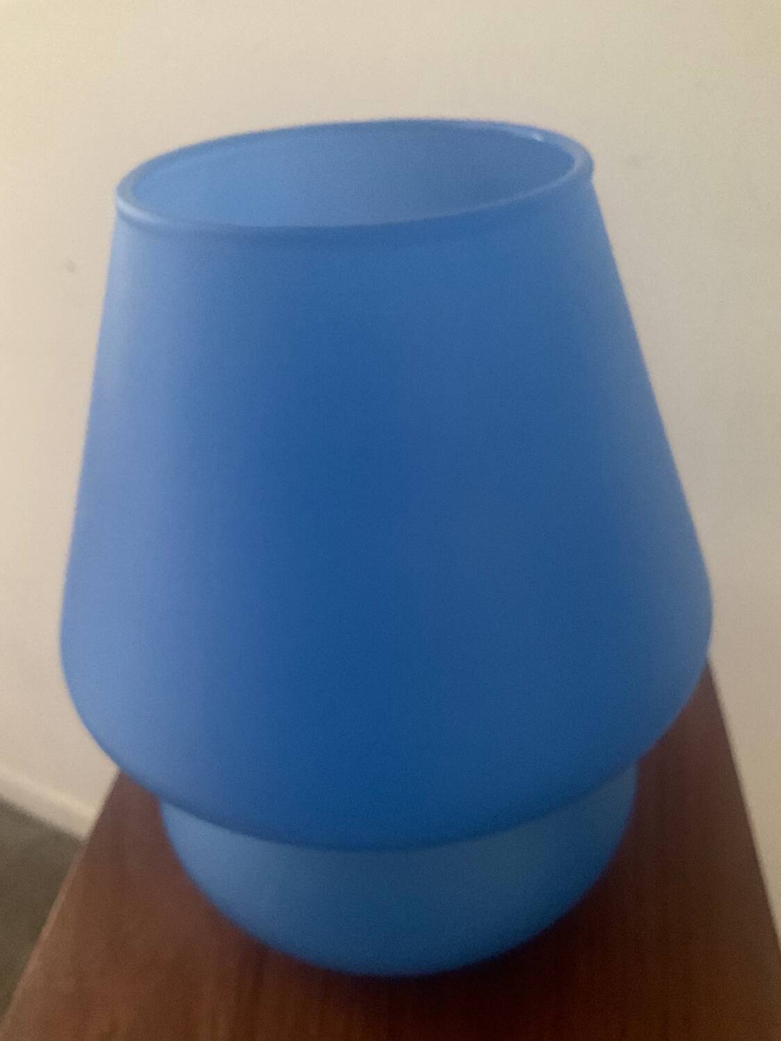 Lampe champignon vintage en verre bleu