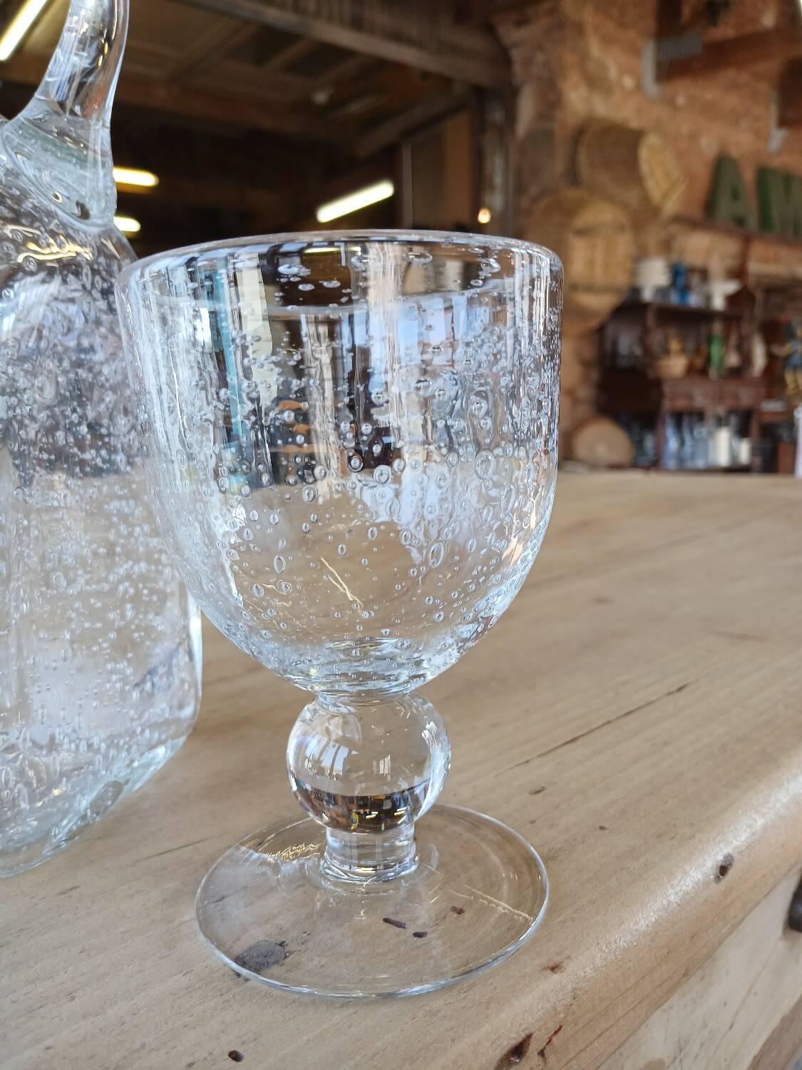Antique blown amber bubble glass jar