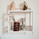 Vintage rattan and bamboo shelves painted white