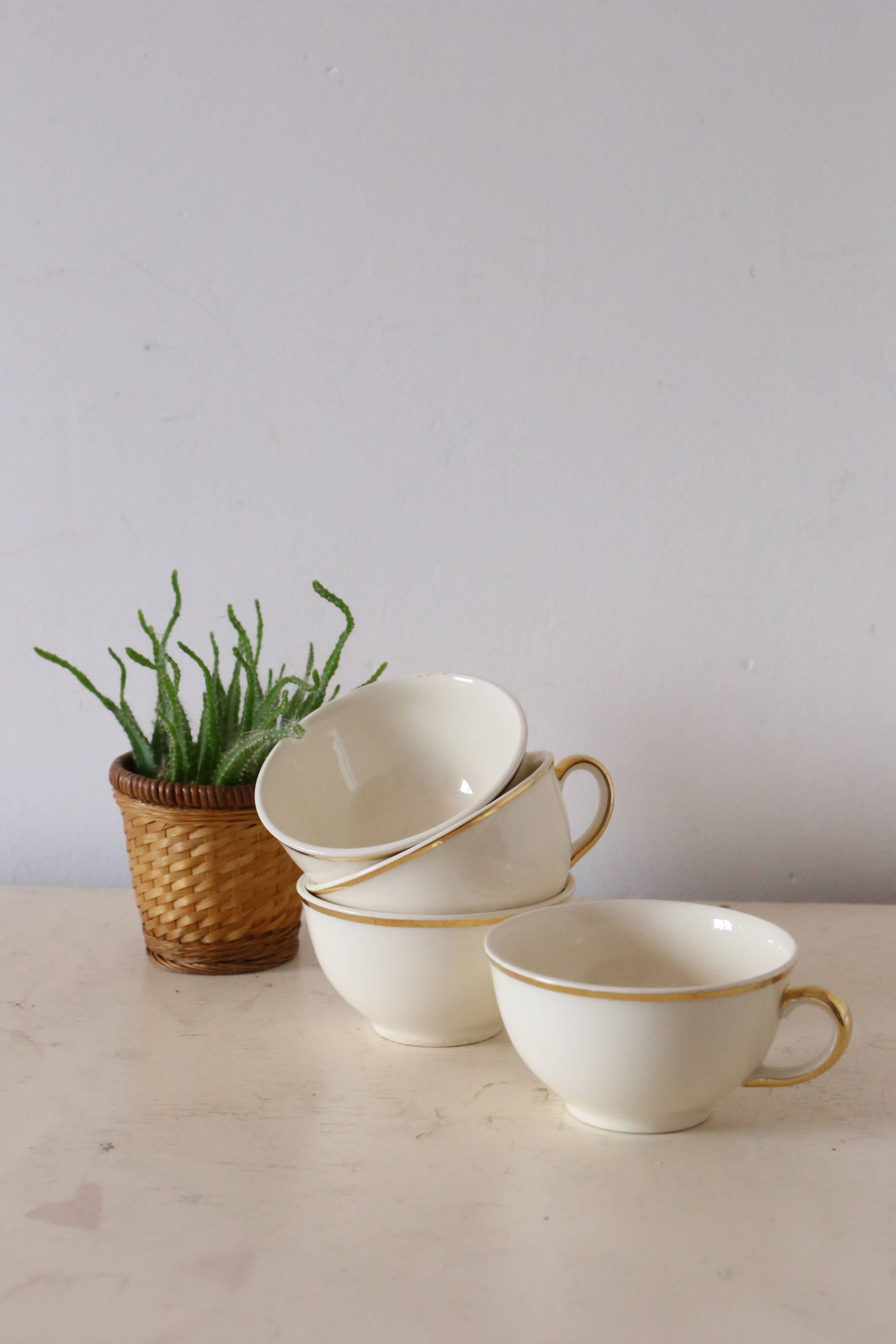 Set of 4 beige cups Villeroy and Boch, vintage
