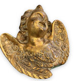 Pair of angel head wall sconces in gilded composition