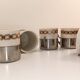 5 coffee cups, with metal support - Geometric frieze - Excelsior Porcelain 696