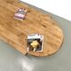 XXL oval coffee table in solid oak, cylindrical base, 1950s.