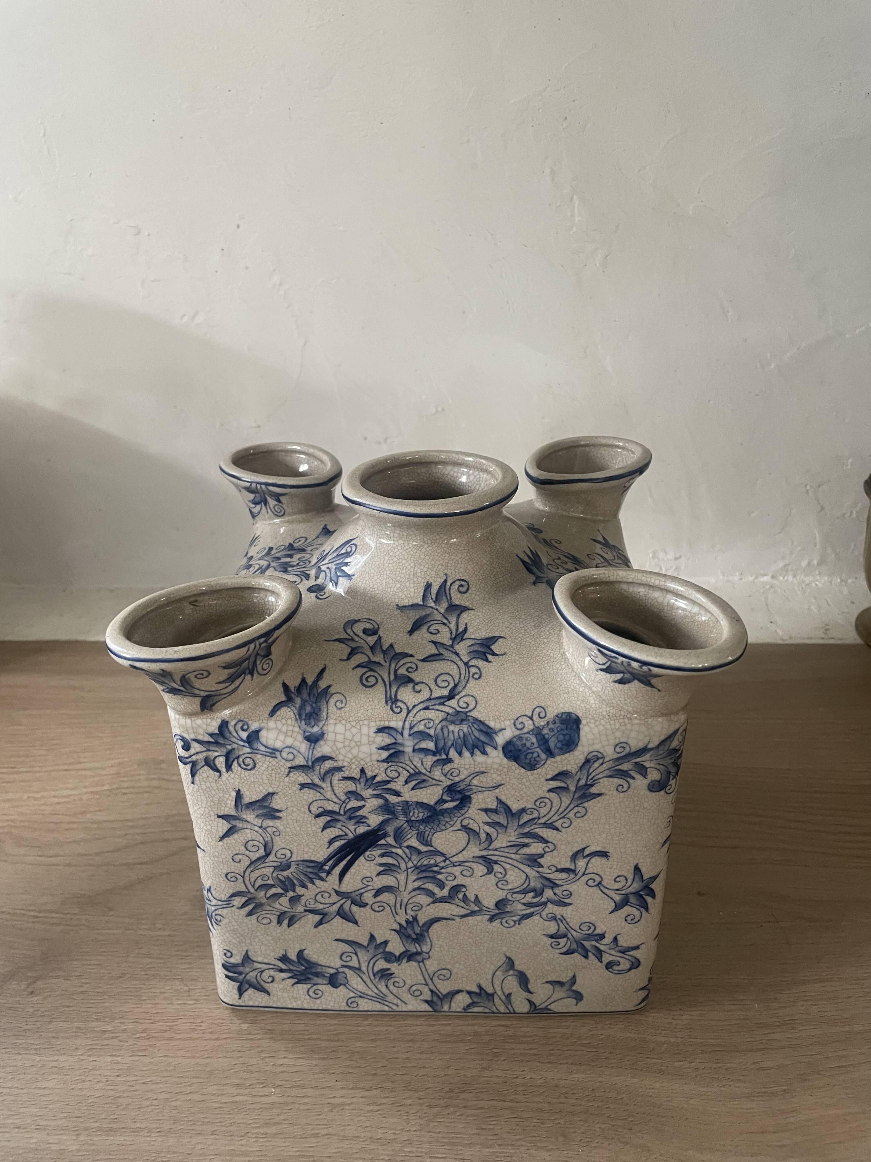 Cracked ceramic tulip vase circa 1980