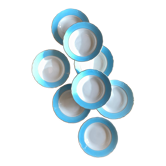 Set of 8 vintage hollow plates blue, white and gold