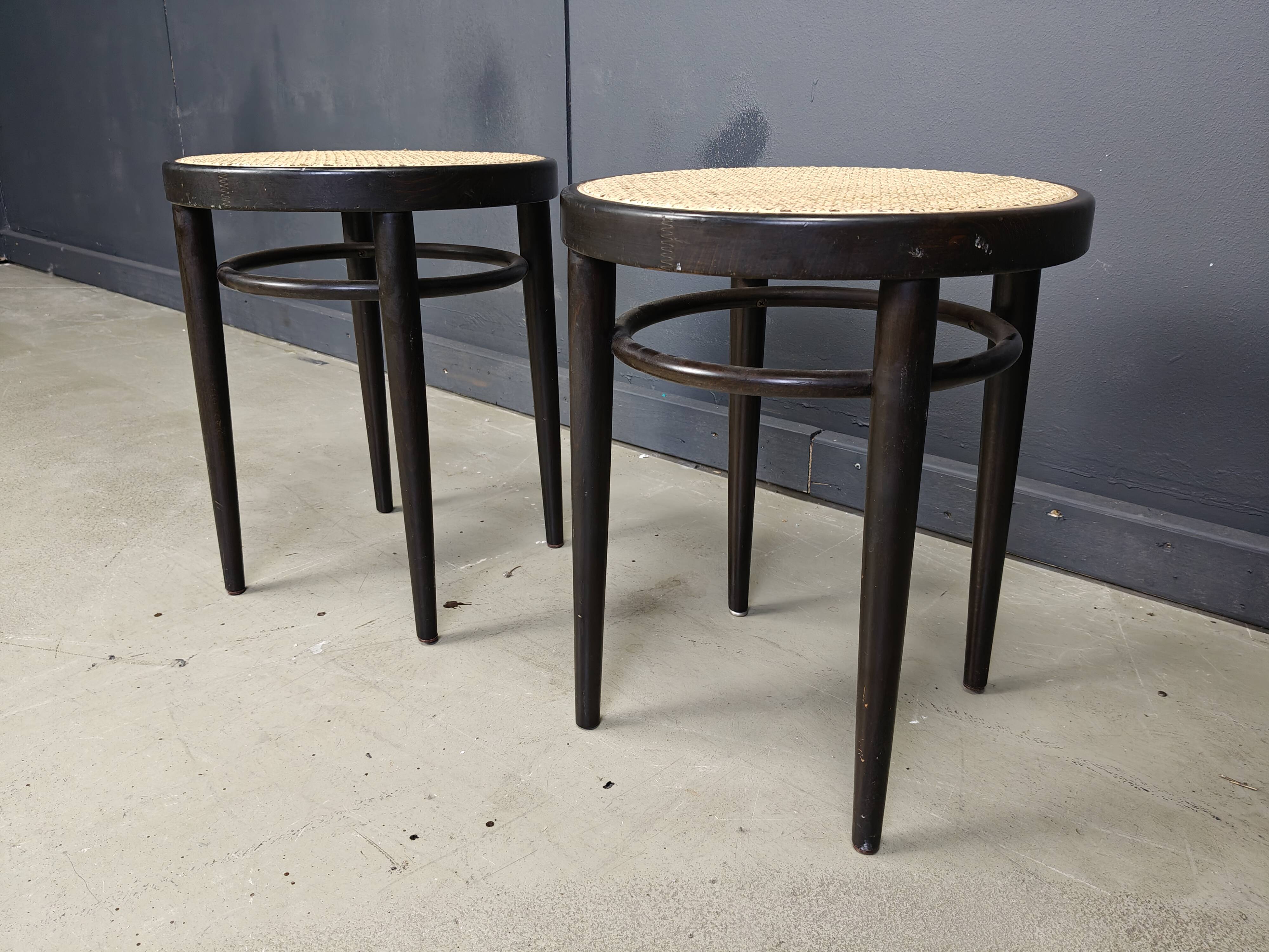 Pair of Thonet 214RH stools, 1980s