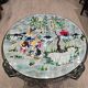 Vintage coffee table J&G Picard Vallauris – Glazed ceramic top with Japonese-style decoration