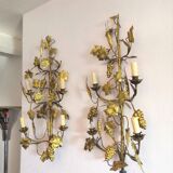 Pair of sconces flor'art leaves and bunches of grapes 60s