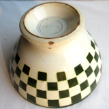 Old Art Deco bowl, green checkerboard décor, Badonviller