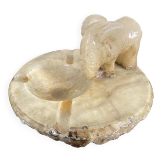 Hand carved alabaster elephant ashtray