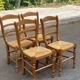 4 solid wood and straw Louis Philippe chairs from the 1960s.