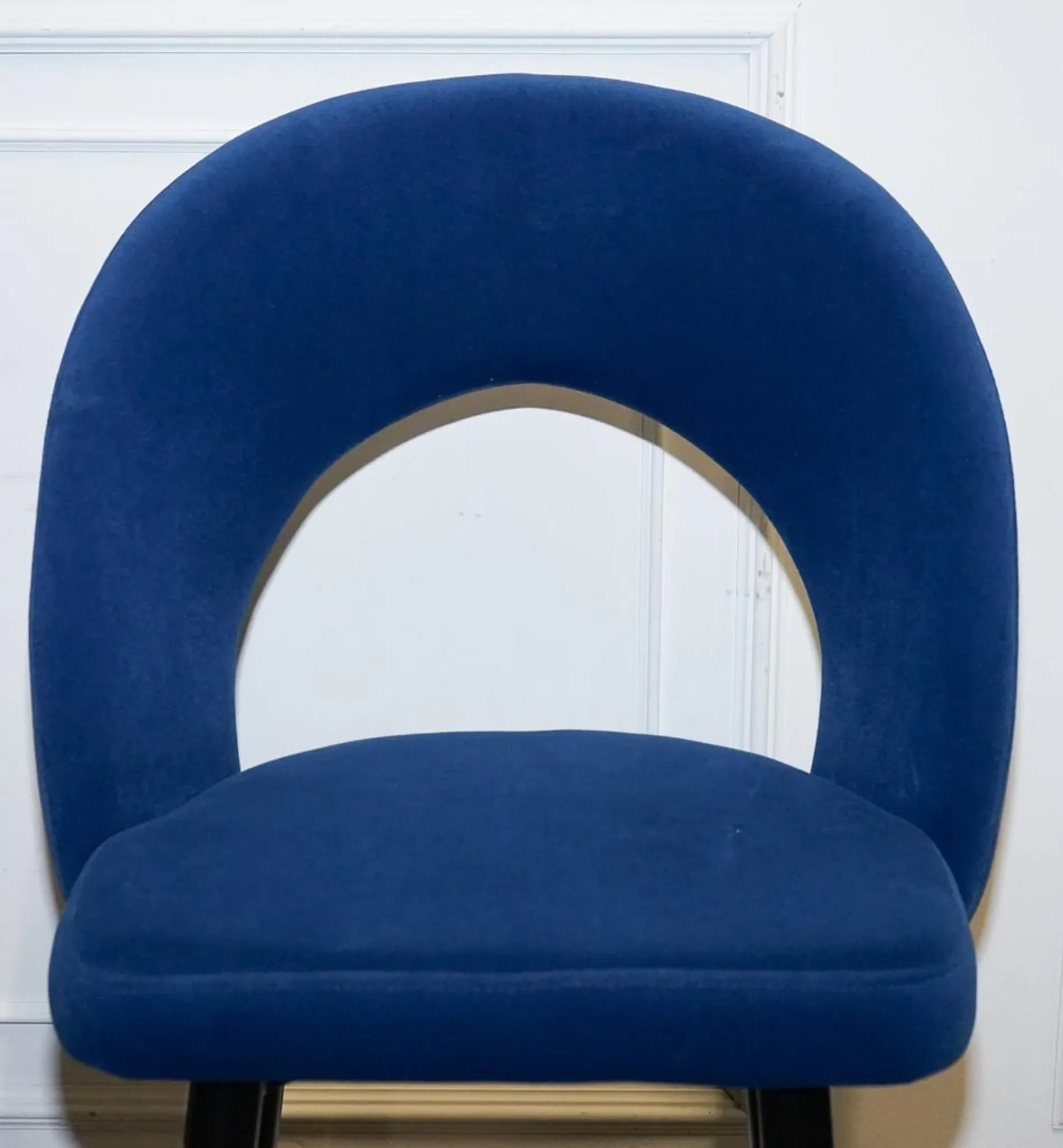 Chaises de Bar en Velours Bleu avec Cadre Doré