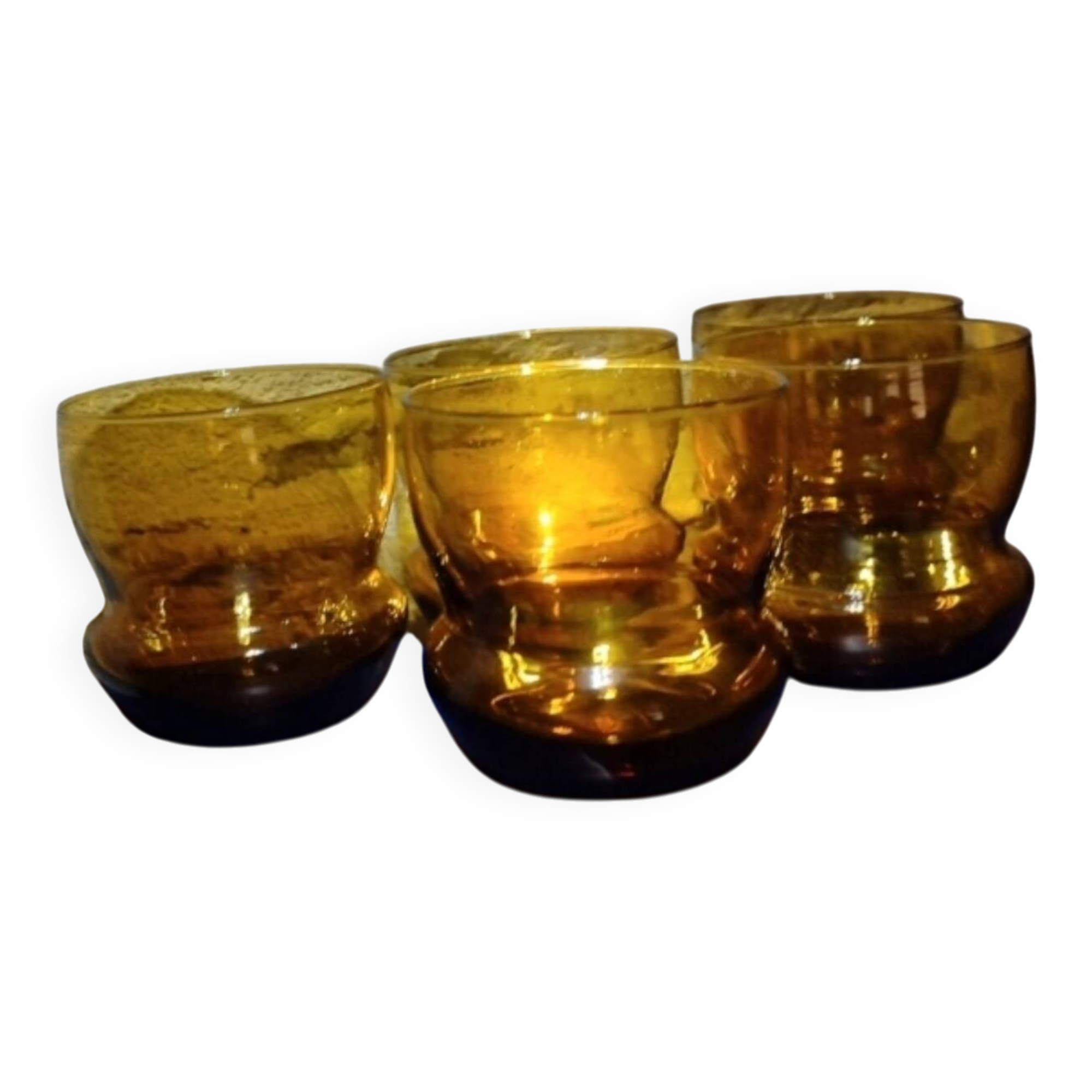 Lot de 6 verres ambré année 70