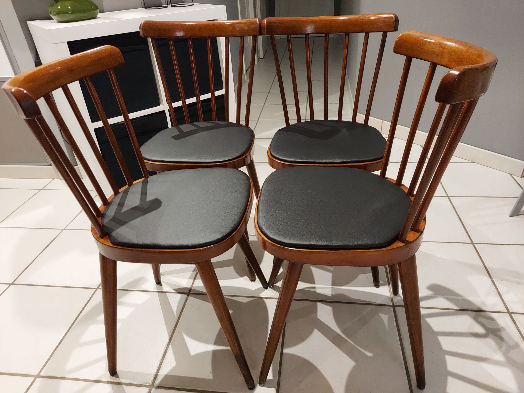 Set of 4 chairs of Bistrot Baumann model 740V, 1960