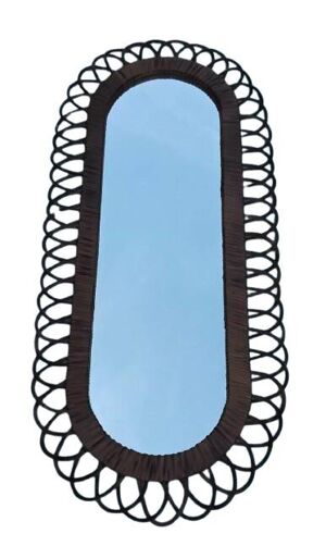 Miroir ovale en rotin