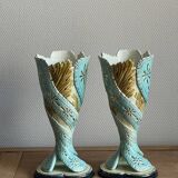 Paire de vases barbotine anciens