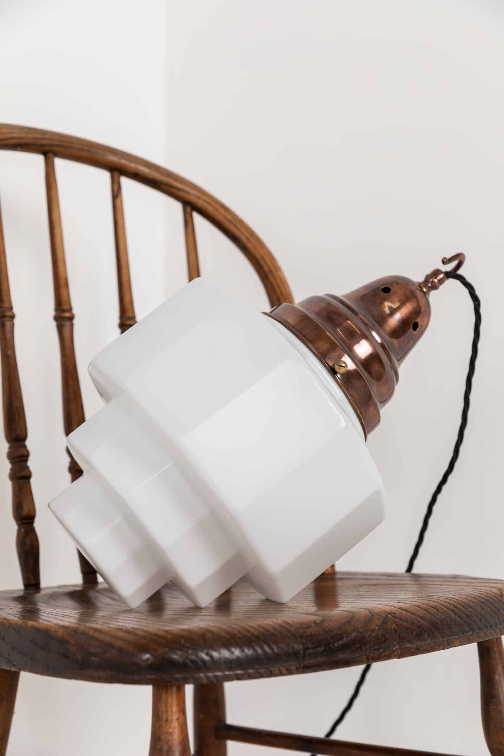 Dodecagon art deco skyscraper opaline lamp