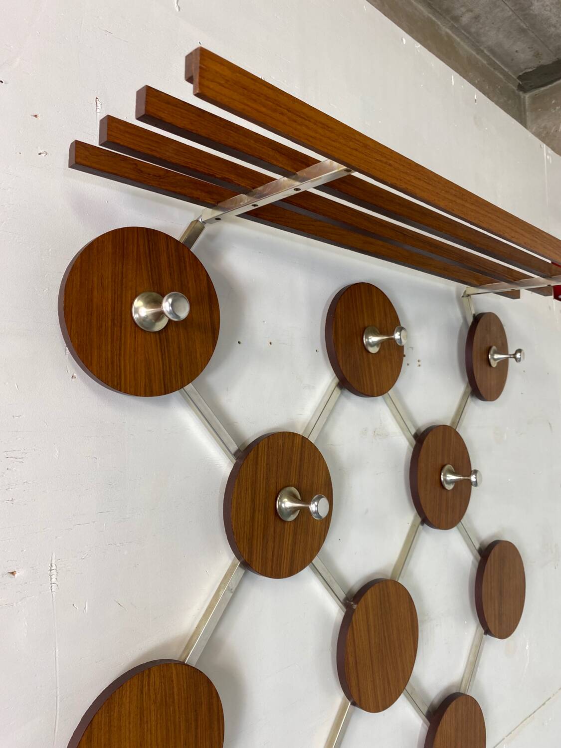 Vintage, Scandinavian Mid-Century Teak and Metal Coat Rack, 1960s