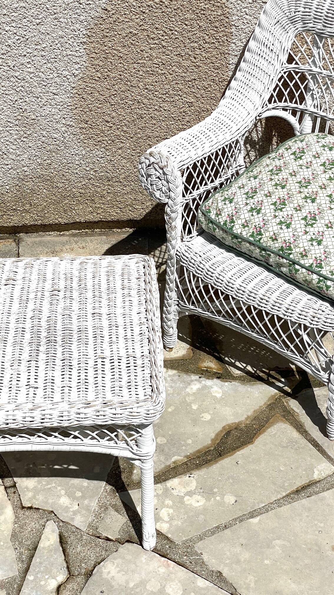 Vintage rattan kids armchair