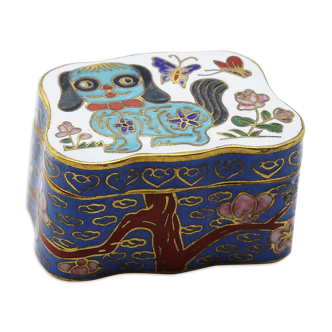 Boîte en émaux cloisonnés chien