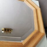 Light oak wooden mirror from the 1980s