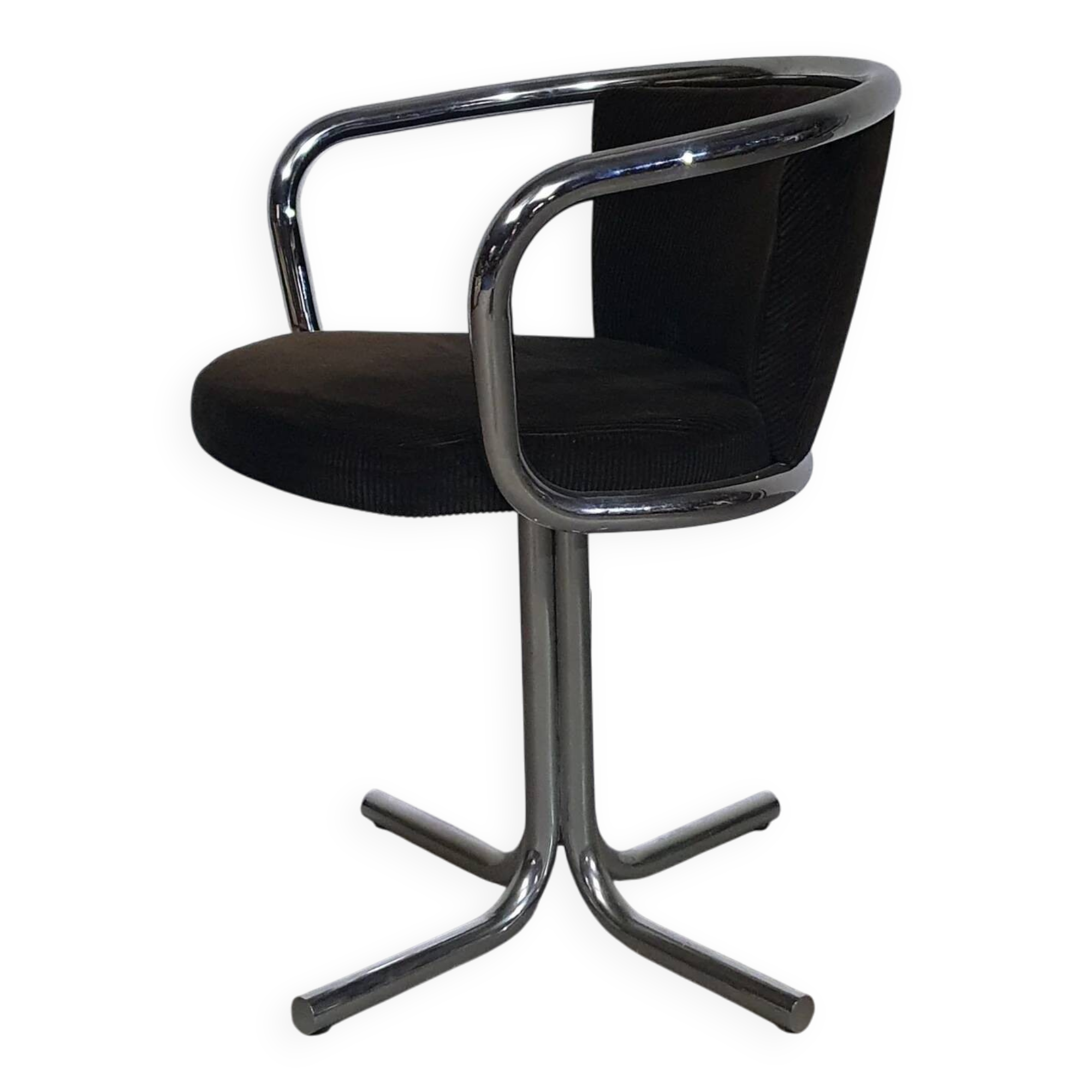 3 x mid-century tube frame chairs (swivel) corduroy upholstery