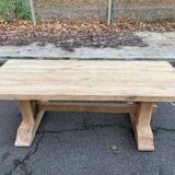 Restored 19th-century monastery dining table in solid oak, 220cm