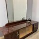 Mirror chest of drawers, flamed birch stained, vintage from the 50s