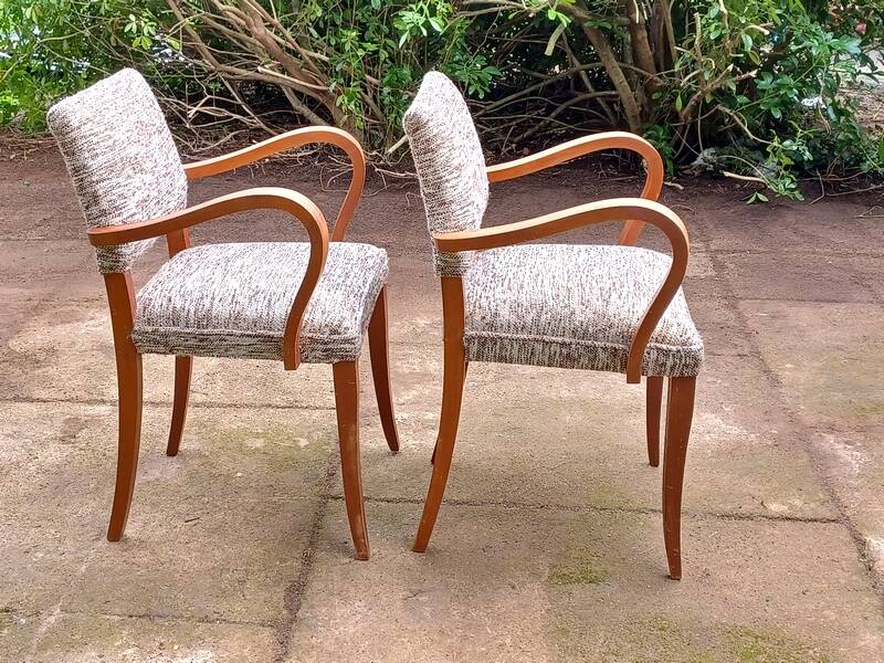 Art Deco bridge chairs in fabric from the 1950s and vintage.