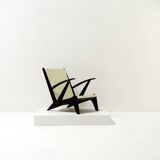 1940s Lounge Chair in Black Painted Wood