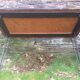 Vintage bistro table tray in red formica and black vermicelli pie eiffel metal.