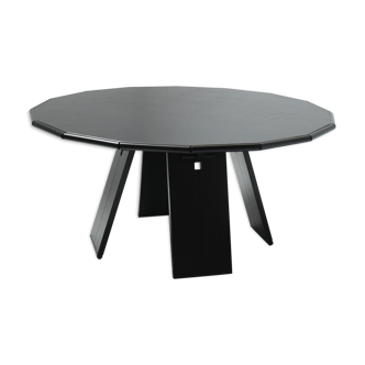 Table La Loggia en bois noir et cuir par Mario Bellini pour Cassina