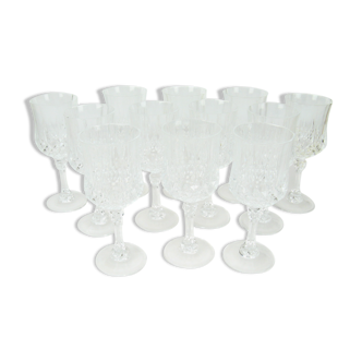 Lot de 12 verres en cristal cristal d'Arques Longchamps
