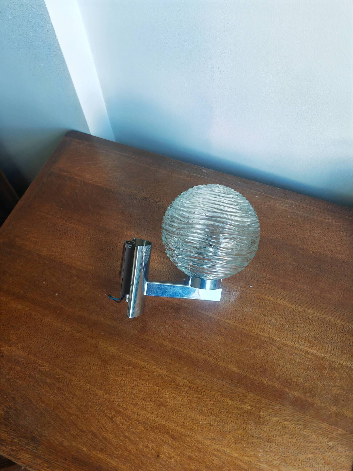 Vintage Space Age wall light 70s – Chrome metal & glass globe