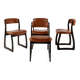 Set of 4 vintage wood and skai sled chairs