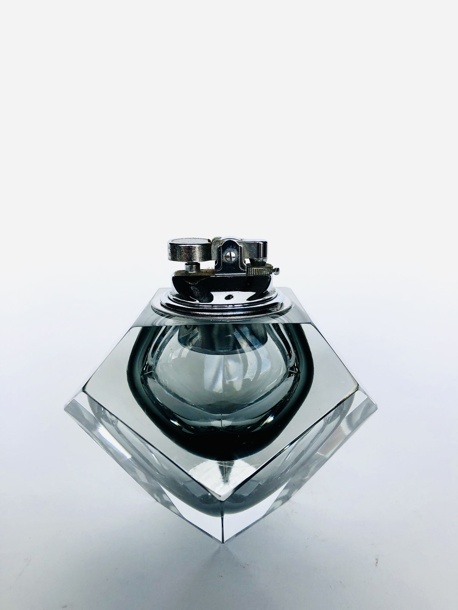 Grey table lighter made of Murano Sommerso glass by Flavio Poli,1960s