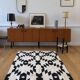 Wool kilim rug with geometric patterns – black & ecru