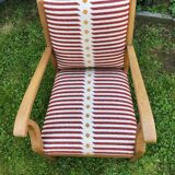 Restored oak and fabric armchair