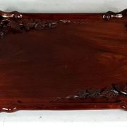 Antique rosewood serving tray carved with vines China D058