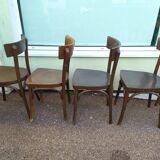 Set of 8 wooden bistrot bar chairs - vintage