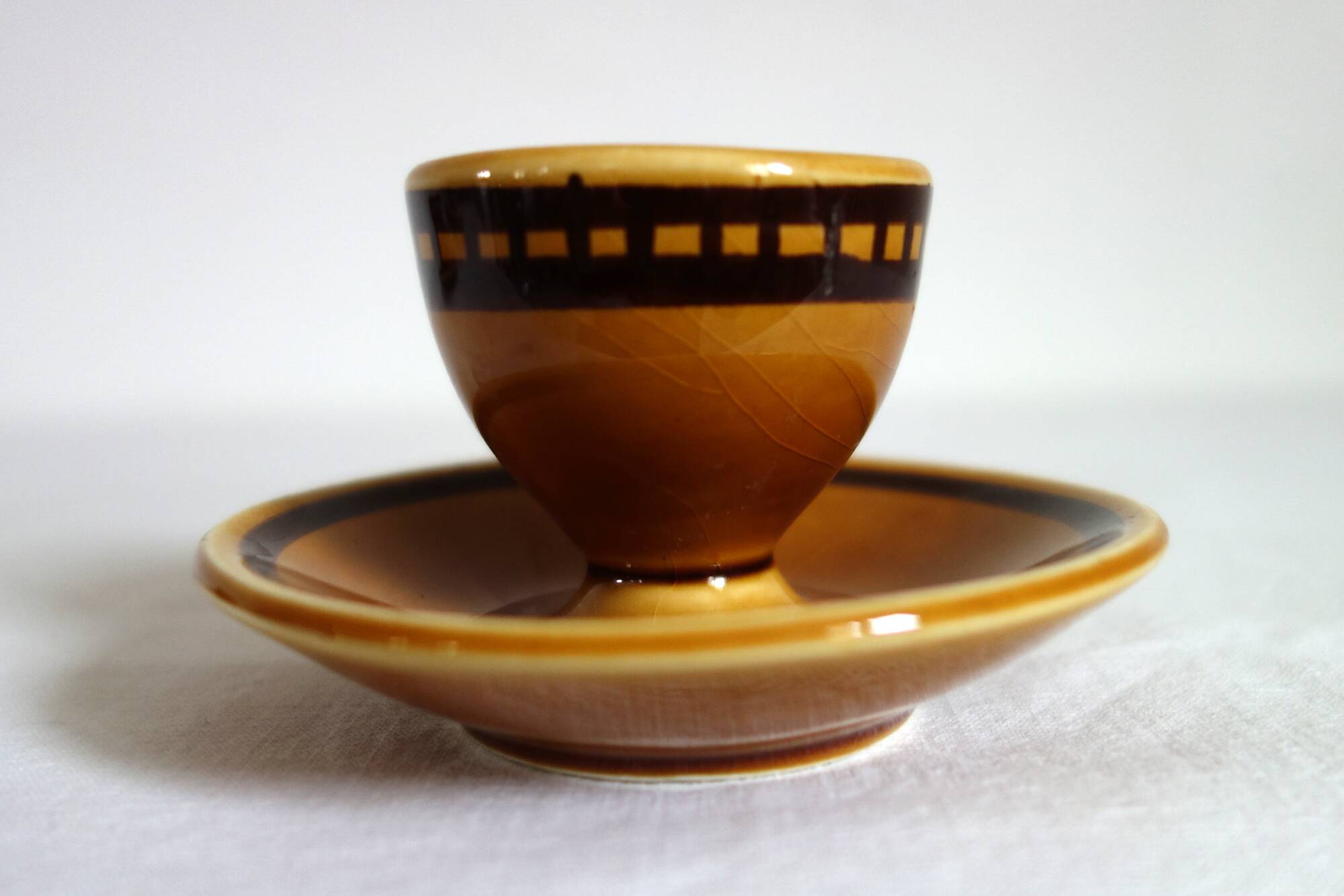 4 Longchamp glazed ceramic egg cups from the 70s