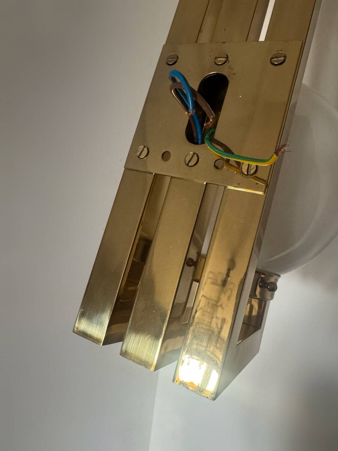 Opaline brass wall lights from the 1970s.