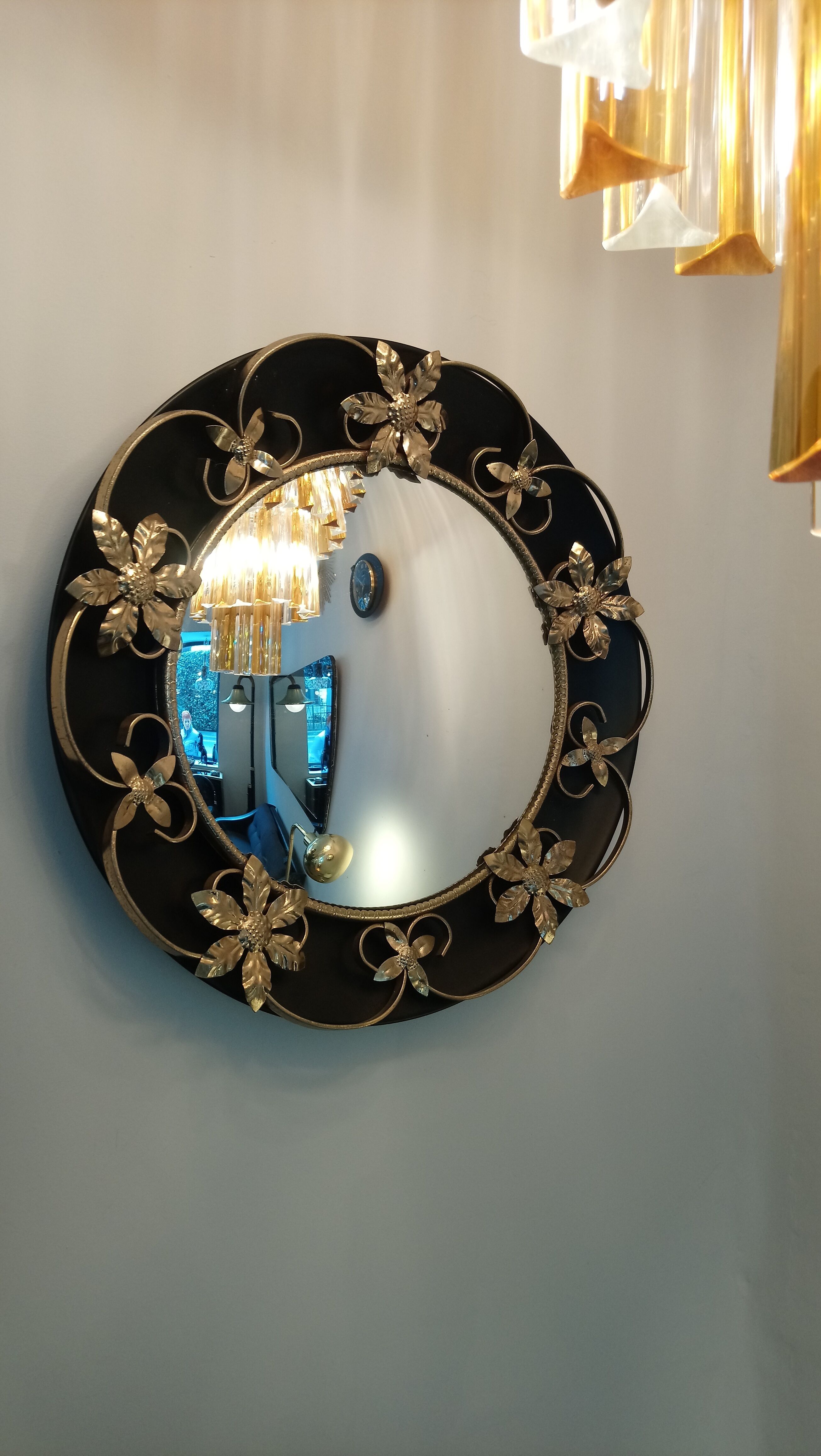 Black witch mirror of the 60s - 43cm