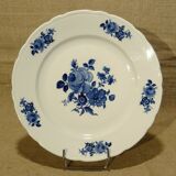 Set de 6 assiettes plates porcelaine Bavaria décor fleurs roses bleu cobalt