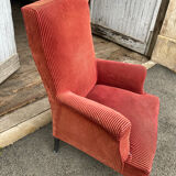 English velvet armchair