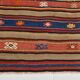 Tapis vintage Kilim rayé rouge et orange