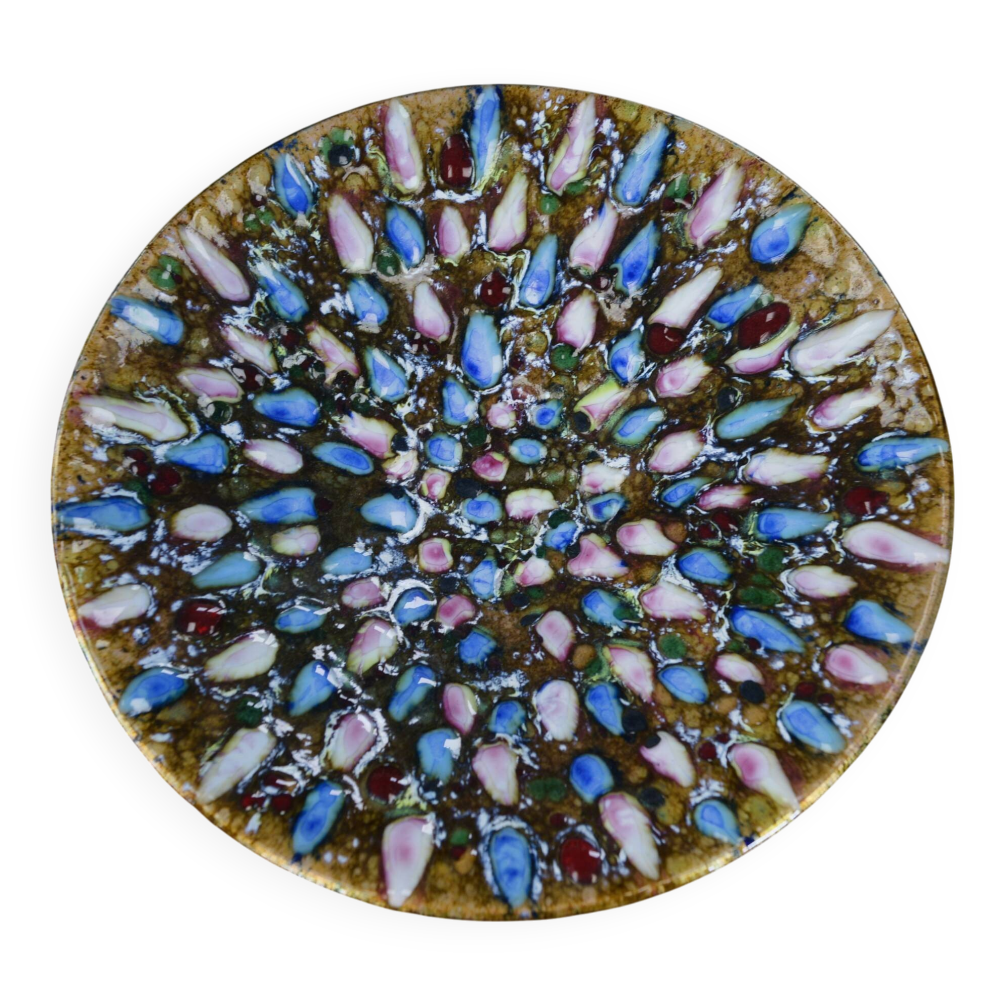 Centre de table métal émaillé coloré 1970